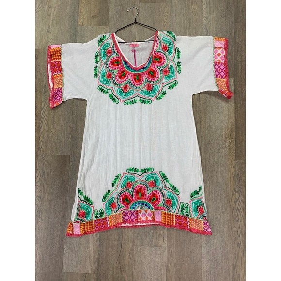 Ruby Yaya Dresses & Skirts - Ruby Yaya Aari Gucci Dress White Embroidered Sequin Tunic Boho Mini Dress Small